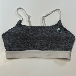 Michigan State Spartans Sports Bra Gray Bralette Adjustable Straps Size Medium